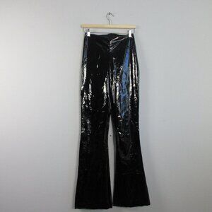 Commando Women Faux Patent Flared Legging L Black Shiny Viscose Blend Party 468